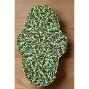 Crochet Doily Vintage Homemade Country Green 33x21" Cottage-core Table